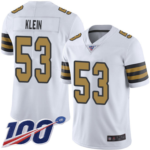 Men New Orleans Saints Limited White A J  Klein Jersey NFL Football #53 100th Season Rush Vapor Untouchable Jersey